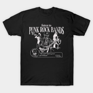 Listen to Punk Rock Bands // Funny Vintage Soviet Style Punk Rock Graphic T-Shirt